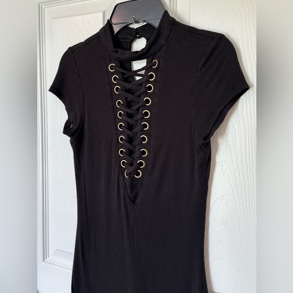 Mind Code Black Lace-Up Mini Dress - Picture 9 of 10